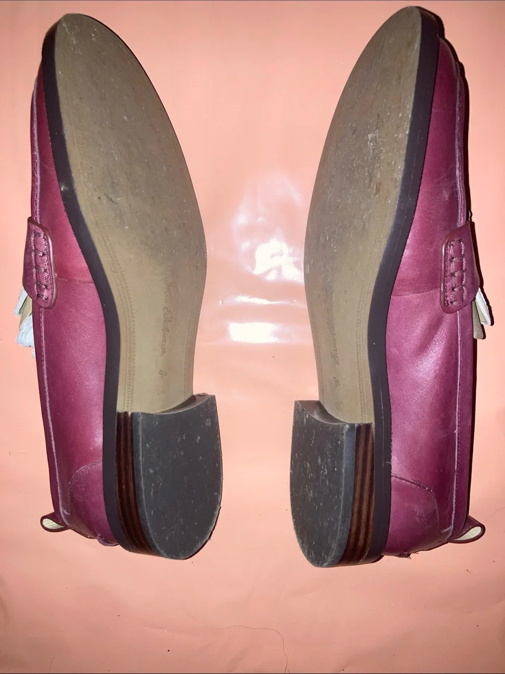 Two-Tone Tassel Loafers in Burgundy and White - Picture 4 of 6
